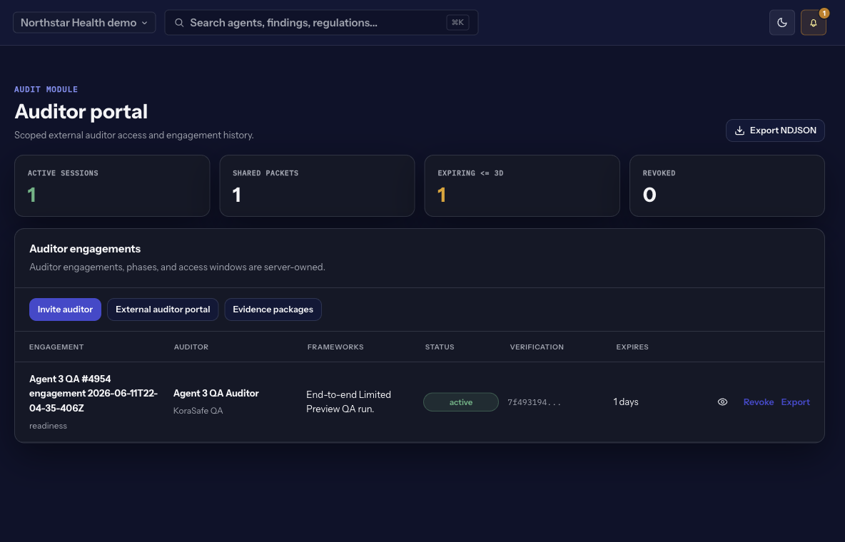 Scoped auditor portal with engagement log
